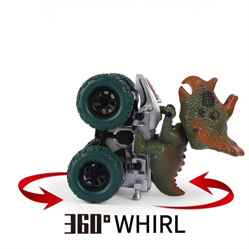 1pc Dinosaur Inertial Pull Back Car, Manual Off Road Driving Vehicle, Plastic Animal Themed Toy with Rubber Tires, Simulation Dinosaur Stunt Car