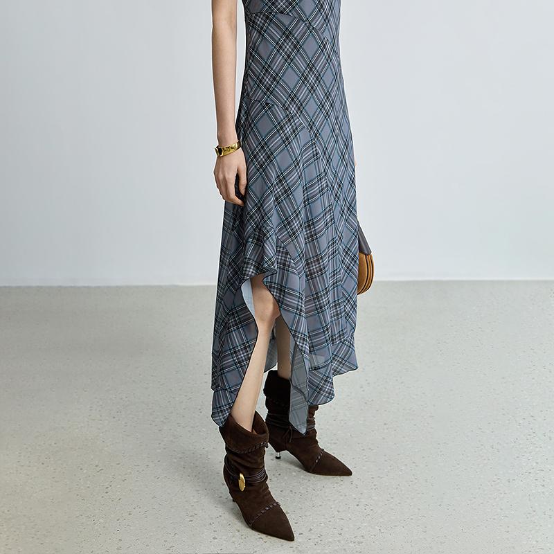 LILY plaid V-neck camisole dress