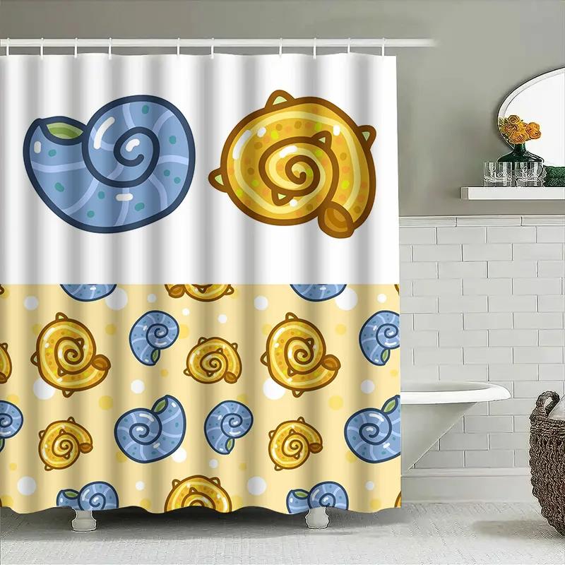 

Whimsical Shell Print Shower Curtain Cute Bath Decoration For Kids Room Or Bathroom W60H190(CM)-1 Pcs