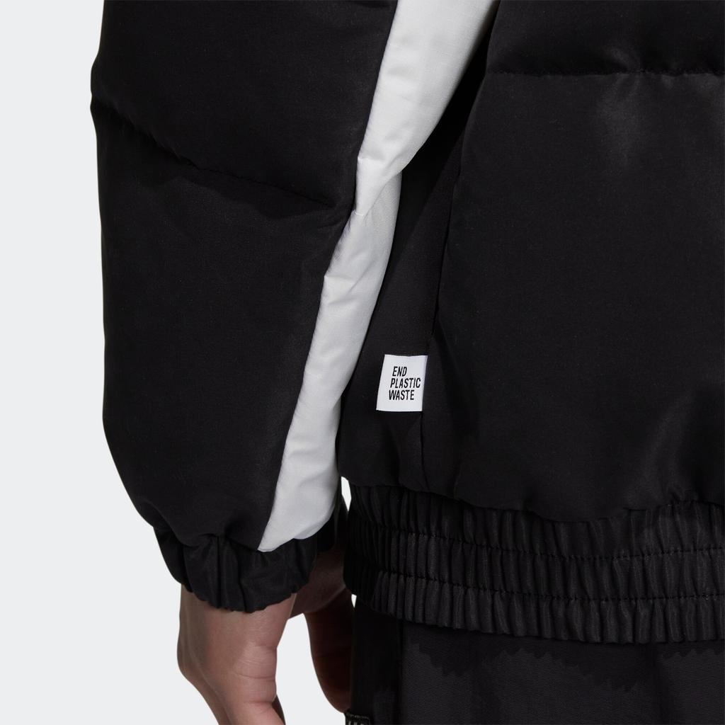 Adidas Neo Printed Large Logo Letter Hooded Zip Down Jacket Unisex Outerwear Black HM6171