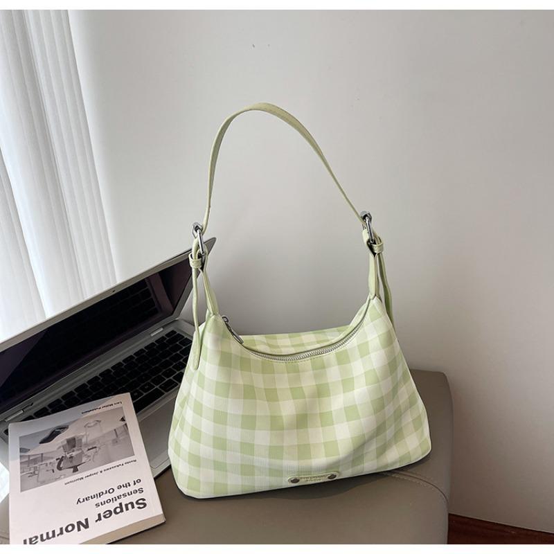 

Plaid small bag women s new fashion casual underarm dumpling bag summer popular commuter messenger bag зелений