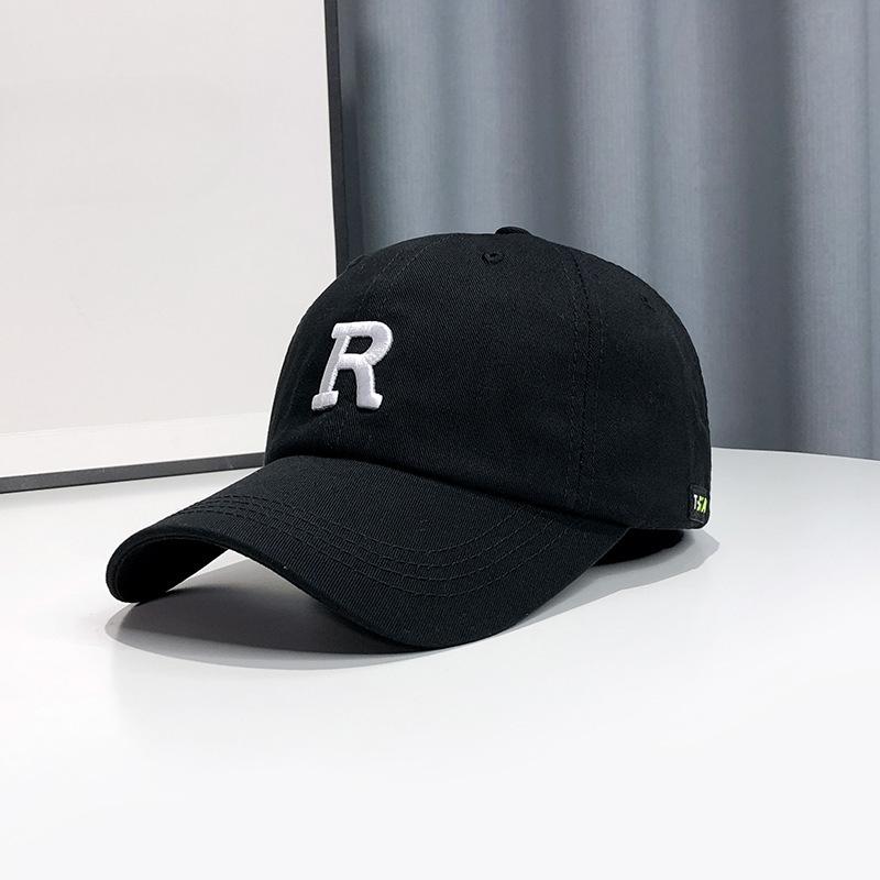Hat Women's Face Showing Small Baseball Cap Korean Style Trendy Embroidered Letters R Mark Baseball Cap Men