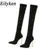 Eilyken Stretch Fabric Pointed Toe Woman Over-the-Knee Long Boots Sexy Thin High Heels Nightclub Shoes Size 35-43