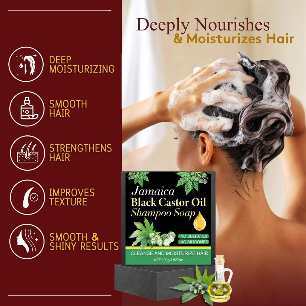 Black Castor Oil Shampoo Bar Cleanses And Moisturizes Dry, Weak Hair Strengthens Hair