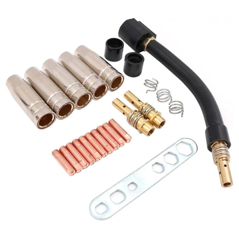 

Comprehensive 24Piece MIG Welding Kit with Nozzle Tip&Gooseneck Suitable for 15AK Torch Applications Metalworking Needs 1