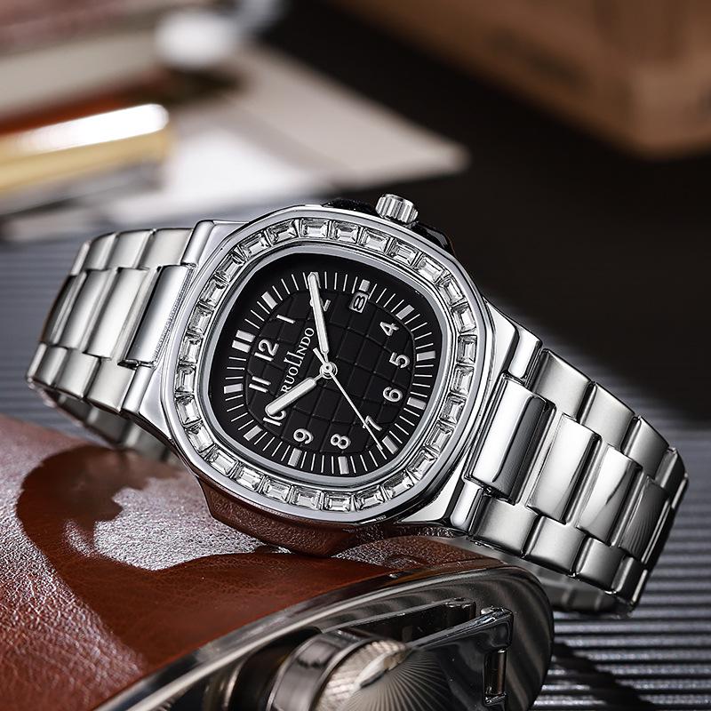 Stylish Steel Band Men's Quartz Calendar Watch - High-End Feel