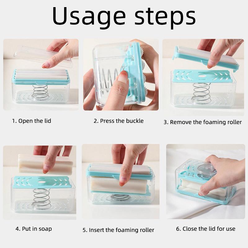 Houseeker Multifunctional Foaming Soap Box Soap Bubble Storage Box Roller Type Foam Soap Dish For Laundry