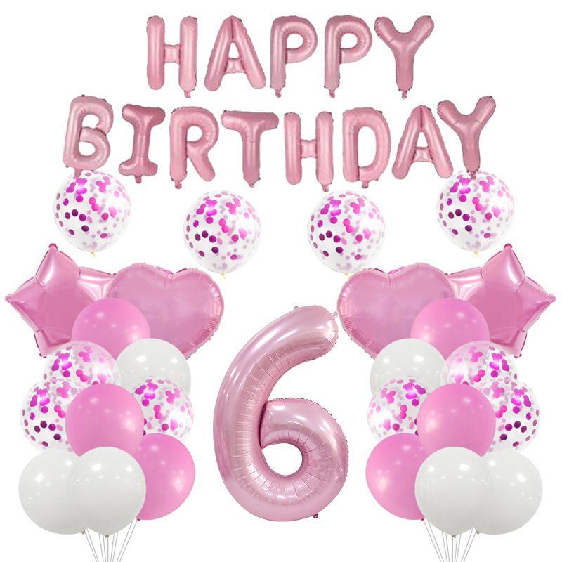 Pink Birthday Theme Pink Aluminum Film Balloon Set with Latex Sequin Balloon Decorations