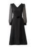 Nanyou Women's Spring V-Neck Lace Patchwork Crystal Waist-Cinched Dress
