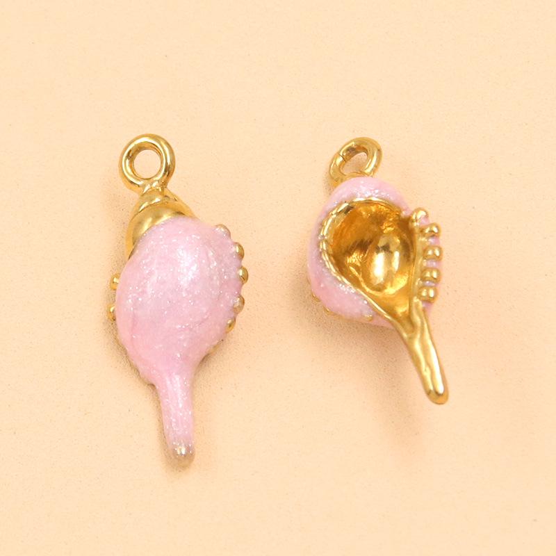 Ocean-Themed Stainless Steel Seashell Conch Pendant Jewelry Accessories