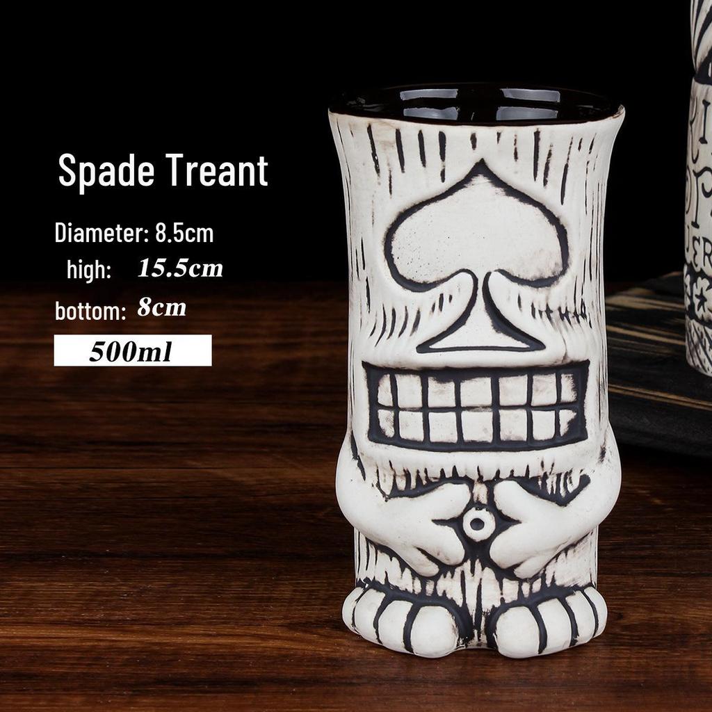 Hawaiian Tiki Zombie Skull Ceramic Cocktail Glass