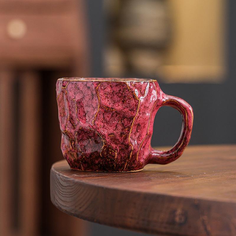 Kiln Change Retro Ceramic Coffee Cup American Latte Latte Flower Cup Breakfast Milk Cup Creative Mug