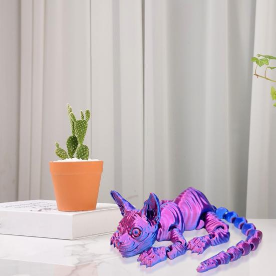 3D-gedruckte haarlose Katzenfigur bewegliche Gelenke Sphynx Katzenfigur Gelenktier
