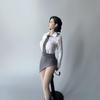 [TOYBARJAPAN] 16 Scale Figure Accessory  Fits TBLeague and other body types. Beautiful Female Office Lady Style: White Shirt and Side-Slit Gray