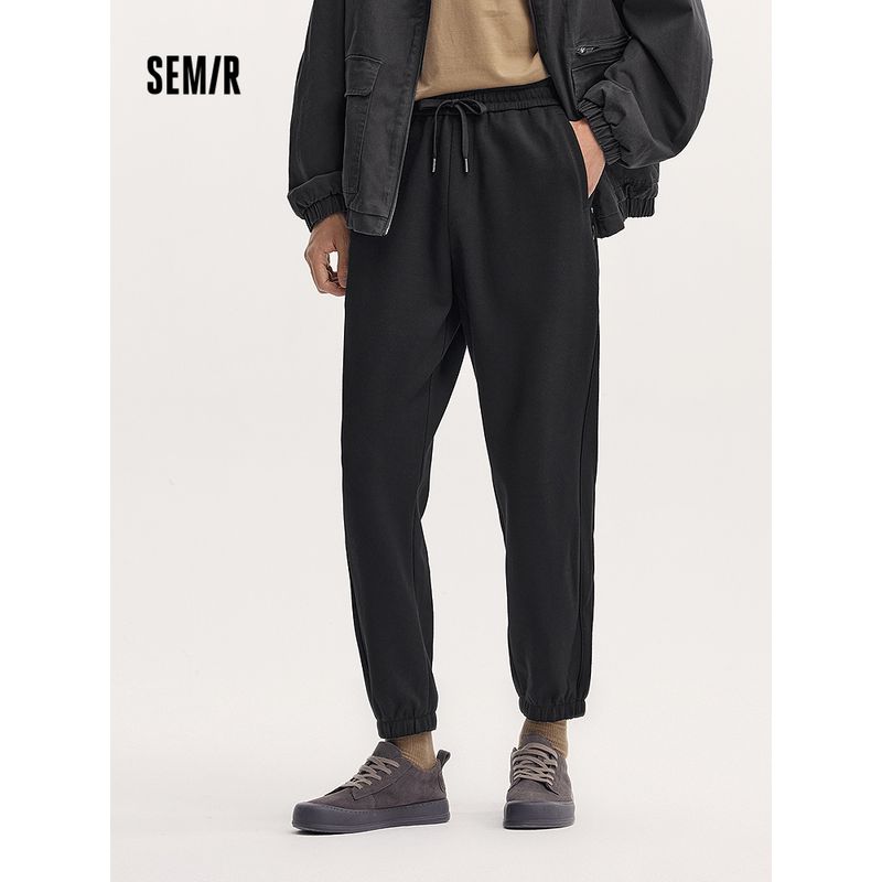 

Senma Casual Pants Men s Running Sports Loose Ankle Banded Pants Autumn Solid Color Knitted Trousers Classic All-Matching Drawstring Pants Black 90001 170/74A/M