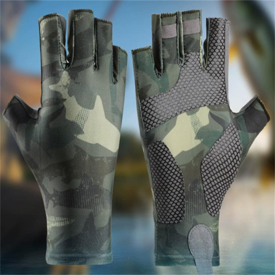 UV Protection Half Finger Fishing Gloves, Anti-Slip Breathable Outdoor Sports Gloves