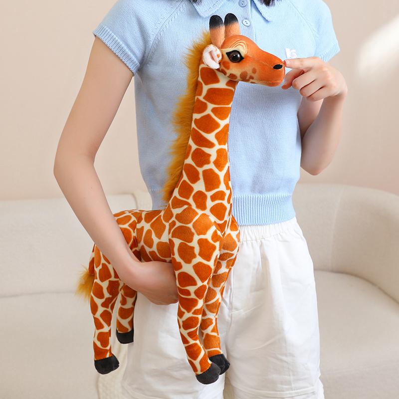 Favorite Toy Unisex Multiple Sizes Lifelike Giraffe Plush Toys Pretty Standing Pose Prairie Giraffe Doll Big Size Animal Toys Amusing Room Decor