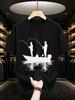 2026 New Cotton Tshirt Duo Fishing On A Boat Silhouette Print Crew Neck Short Sleeve Casual Trendy Wear