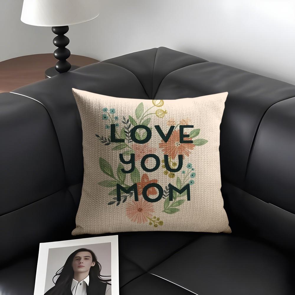 Mothers Day Cushion Cover Natural Linen Organic Fabric DoubleSided Printing Sofa Home Decor Gift Pillow Case