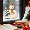 Easy Peel Window Sign Christmas Fox Clings, Winter Forest Animal Double-Side Sticker, Adhesive Balcony Decor Cute Reusable Static Glass Decals