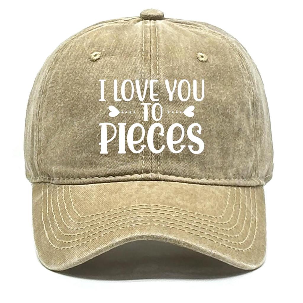 Ich liebe dich in Stücken" Aufdruck Verstellbare Baseballkappe, Muttertag Damenmütze Leichte Passform Lässig Unisex Snapback Sonnenhut