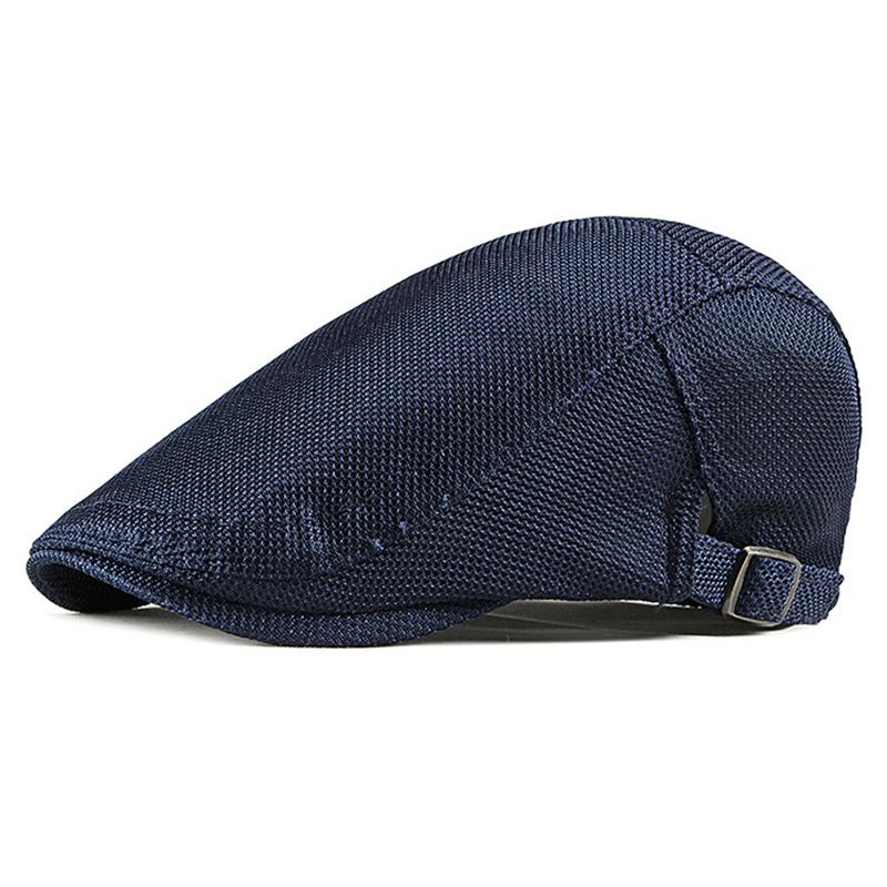 

Spring Summer Men s Mesh Newsboy caps Casual Breathable Outdoor Retro Beret Hat Golf Hat Fashion Solid Flat Caps Woman Adjustable 56-60cm