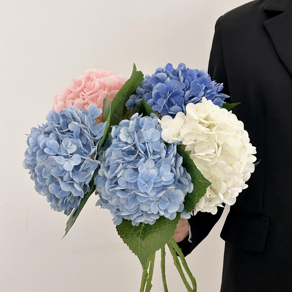 1Pcs Artificial Hydrangea Flowers Real Touch Artificial Hydrangea Branches Decoration Wedding Bouquet Flower Arrangement