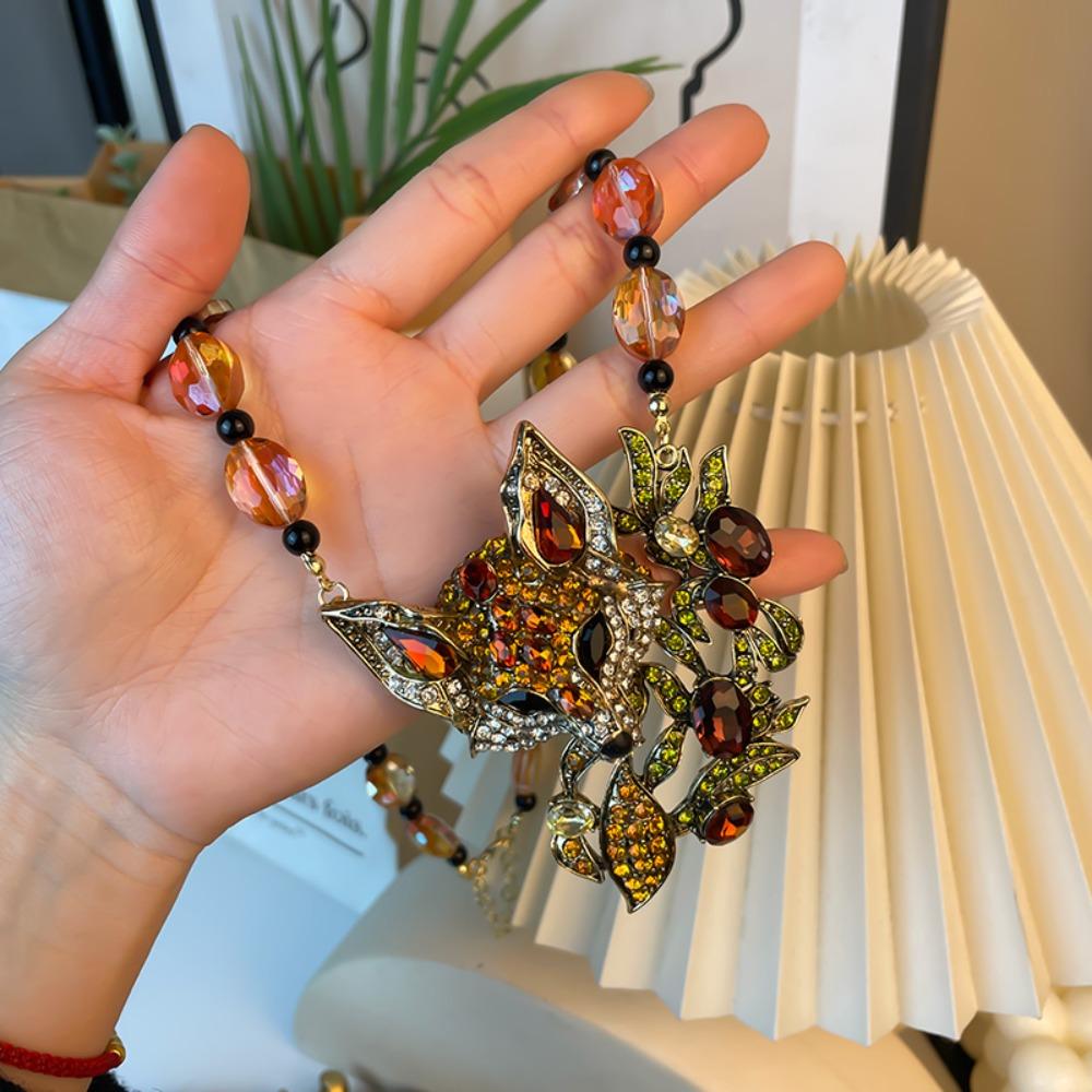 Luxury Rhinestones Pendant Necklace Beaded Collarbone Chain Women Party