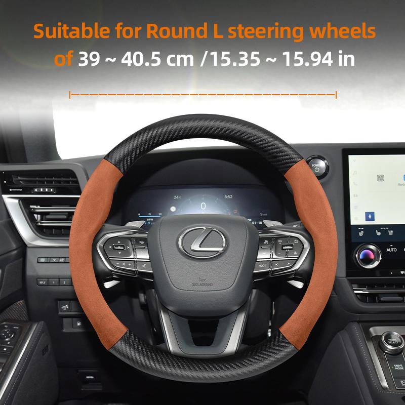 Suitable for Lexus Suede Matte Carbon Fiber Texture Steering Wheel Cover Suitable for Is250 Gs300 Lx 570 Nx Is350 2019 Es350 Gx460 Is 300 Ls400 Is300