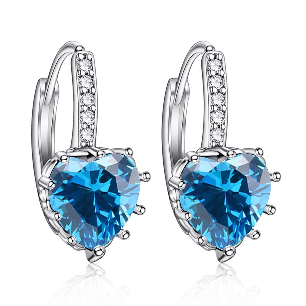 Korean Style Multi-Color Heart Zircon Earrings for Women