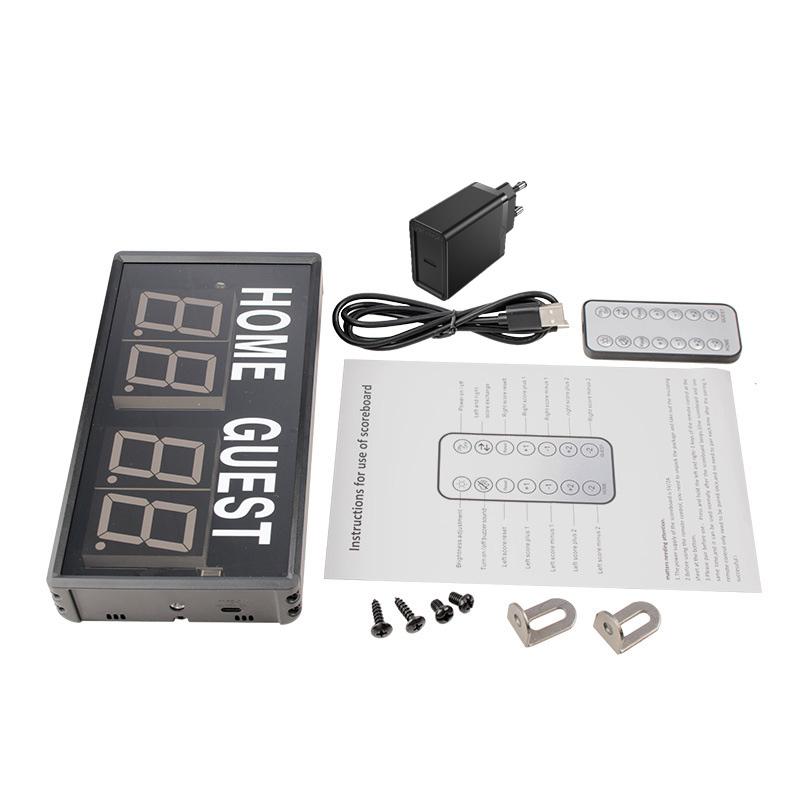 4-Digit LED Digital Scoreboard Portable Wireless Remote Sports Score Keeper for Basketball Football Table Tennis Billiards Game