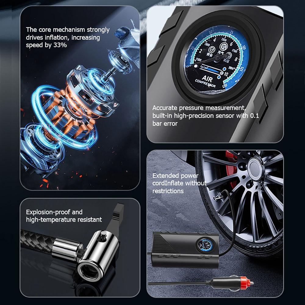 Auto-Luftpumpe, Präzisionsmanometer, 12V Zigarettenanzünder-betrieben, für Auto/Motorrad/Fahrrad/Bälle