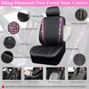 Glittering Rhinestone Waterproof Faux Leather Car Seat Covers, Universal Fit, Zippered Rear, for Women & Girls, Black Pink