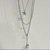 Female Niche Collarbone Chain Three-Layer Bear Star Tassels Necklace Student Simple Temperament Cold Wind Necklace