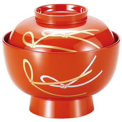 Maeju Lacquerware Zoni Fully Washed 4.5" Bowl, Knotted, Red, 3T-419