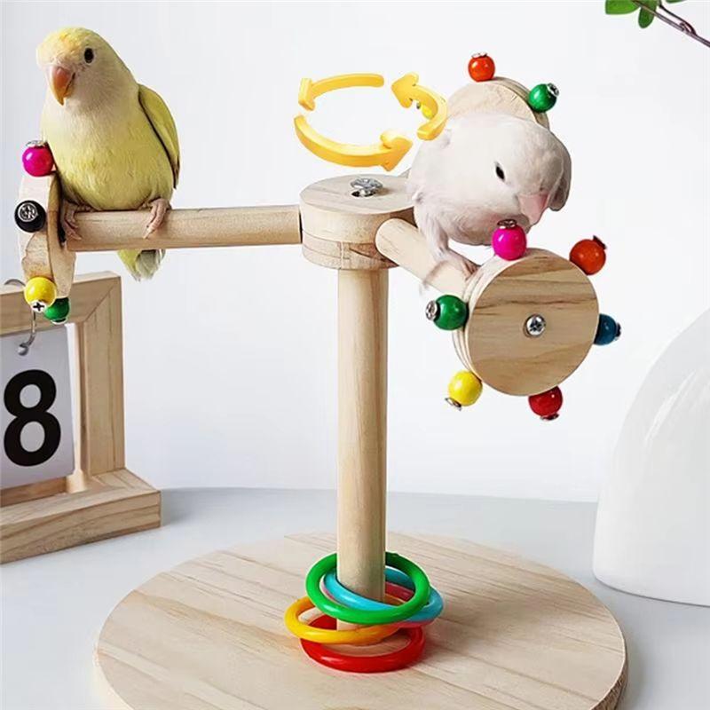 AEE2-Bird Perch Stand Perch Stick  For Sparrow Rotating Windmill Design Bird Claw Grinding Stand For Cockatiels Macaws
