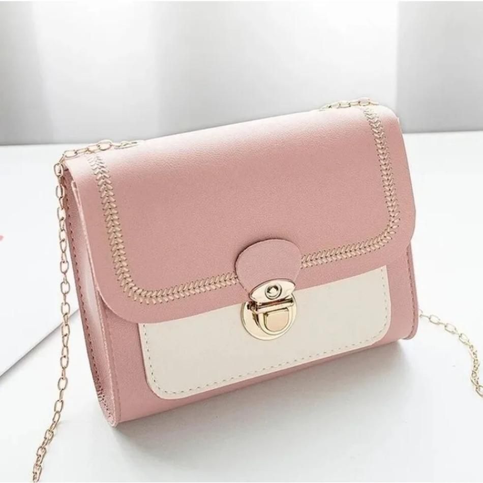 1 Pcs New Korean Style New Fashion Small Square PVC Bag Versatile Ins Color Block Single Shoulder Crossbody Chain for Women's