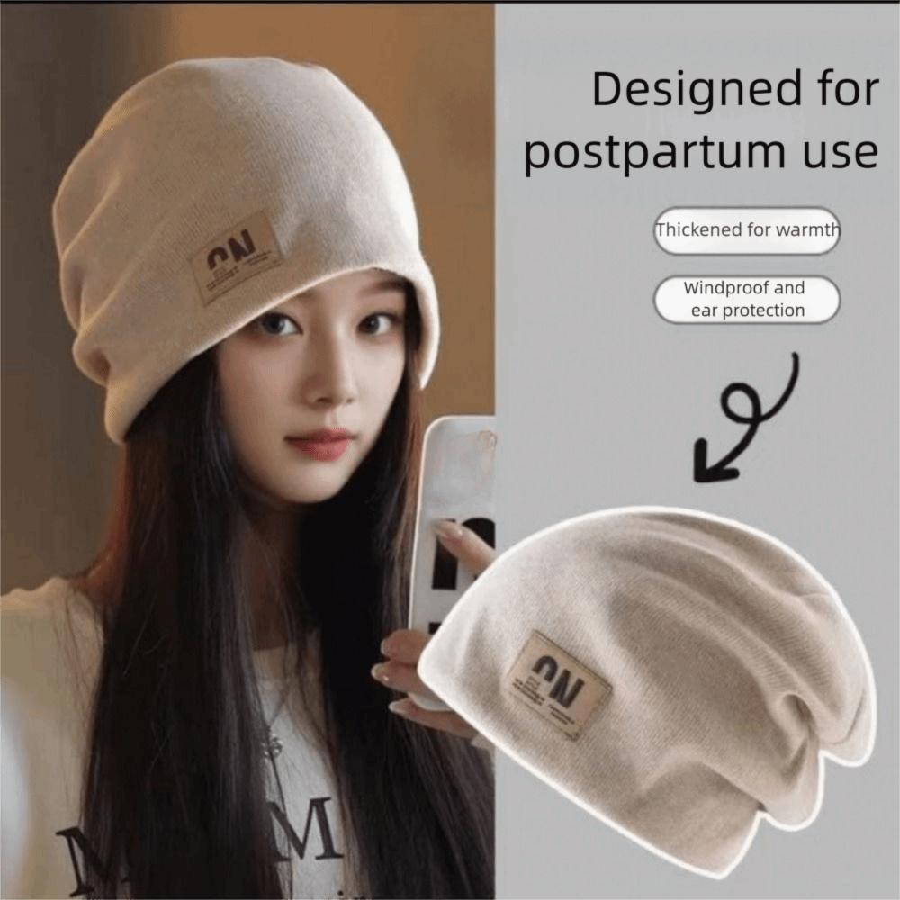 Thickened Fleece Knit Beanies Coldproof Letter Pullover Hats Fashion Warm Cap Outdoor