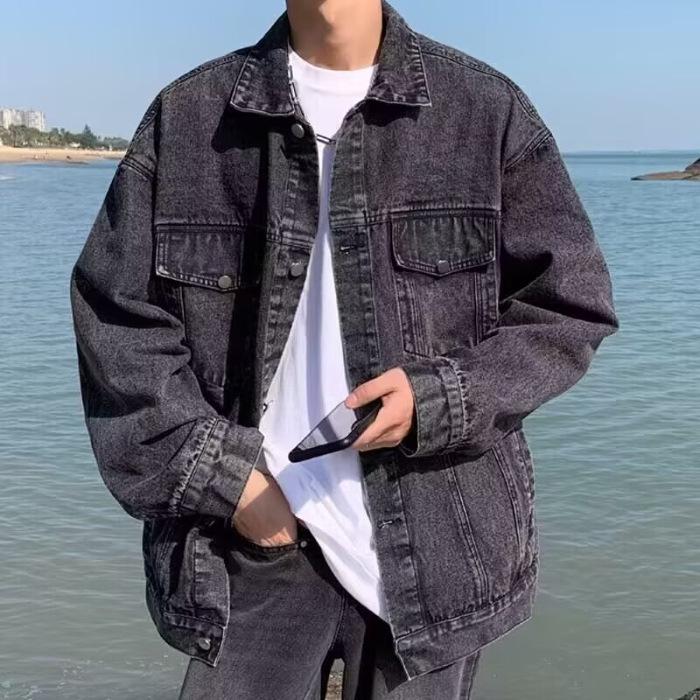 Men s Retro Denim Jacket - Autumn/Winter Korean Style Embroidered Fashion M