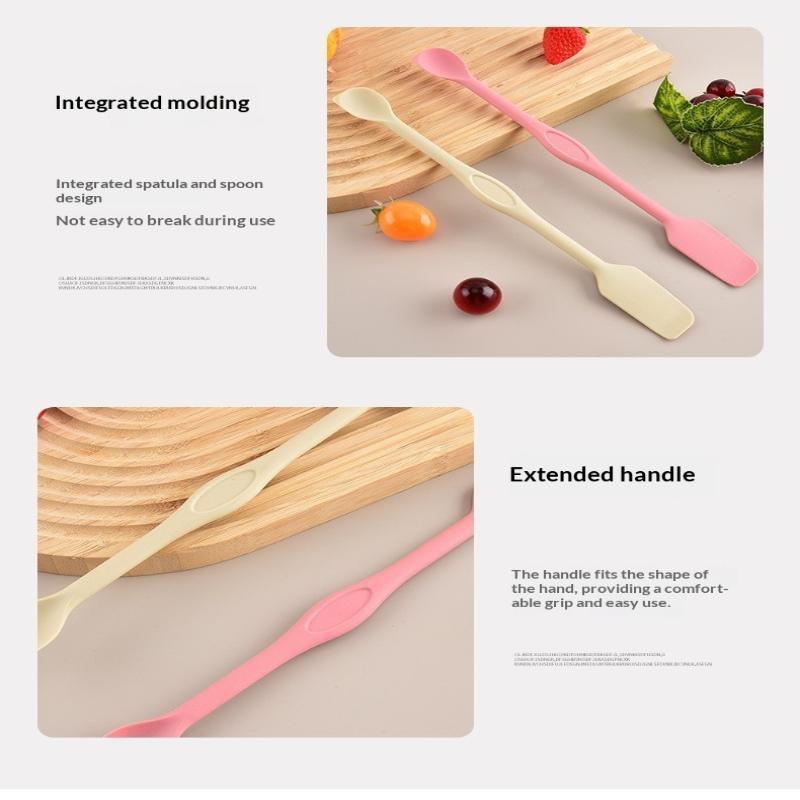 Double Ended Silicone Scraping Spoon Heat Resistant Food Grade Non-Slip Handle Utensil for Home Baking Cooking