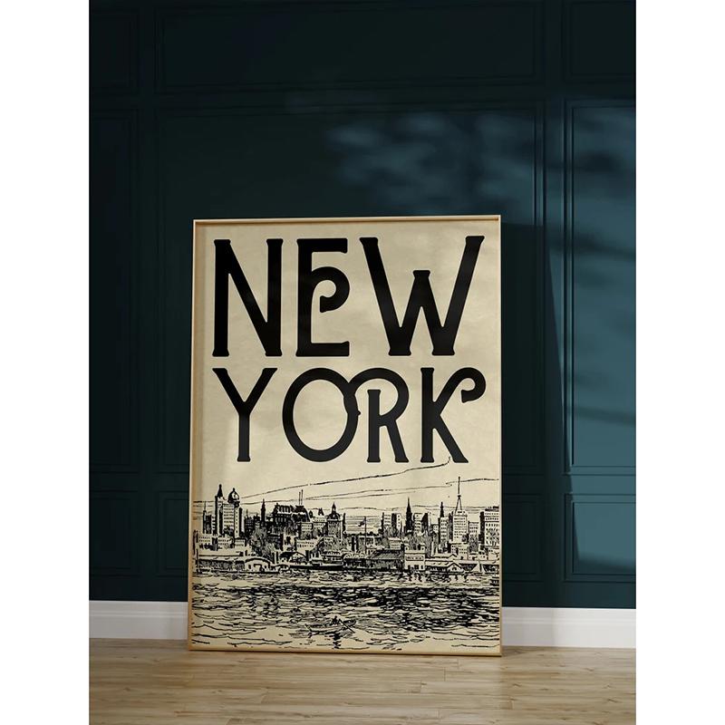 New York Poster NYC Wall Art Vintage Wall Art New York City Art Print New York Cityscape Canvas Wall Poster NYC Decor 21X30CMNo Framed