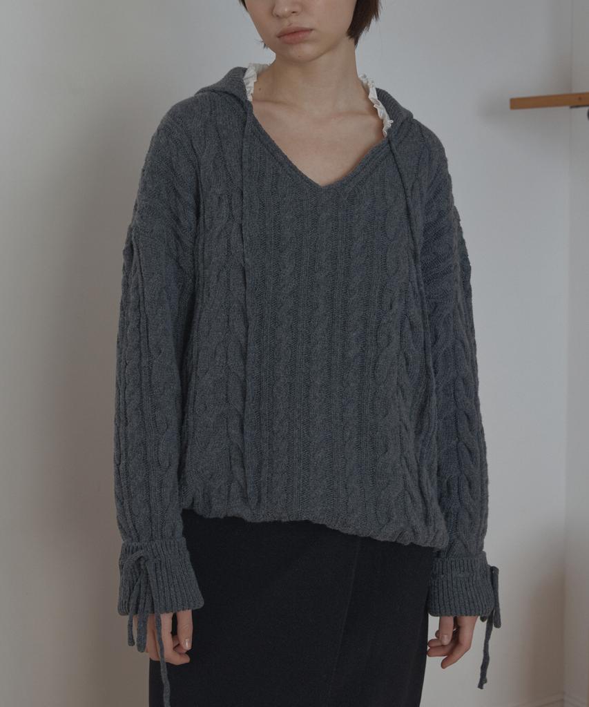 Poeteuseoul Cable Collar Knit_Charcoal