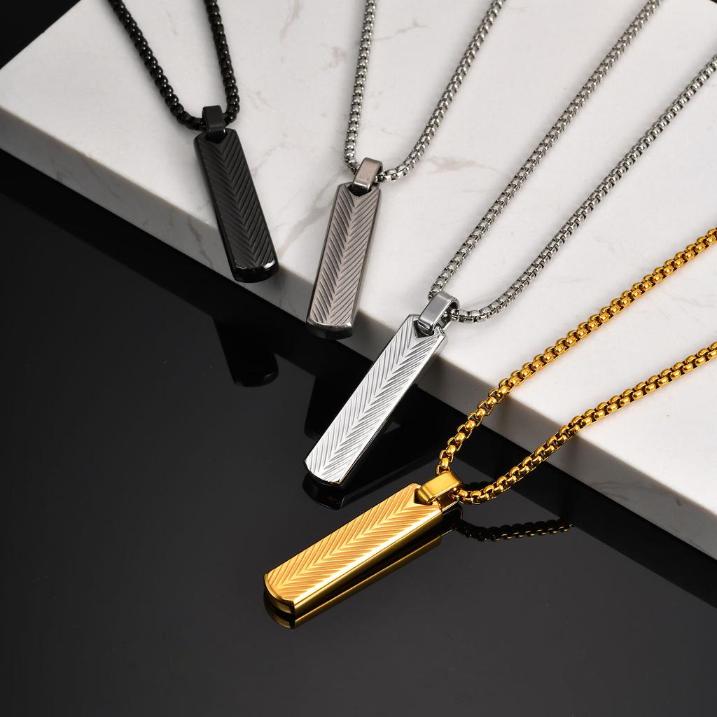Vnox Men's Punk Vertical Pendant Necklaces, Stainless Steel Long Bar Retro Collars, Male Simple Casual Jewelry Gifts for Him