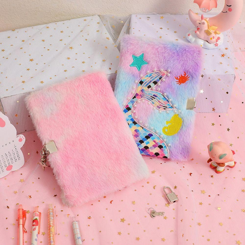 With Lock Lockable Diary Book Plush Notepad Portable Private Planner