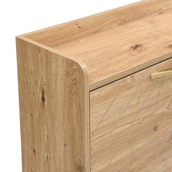 Shoe Rack Modern In Wood Look 4-Door Cabinet Space-Saving Storage Sideboard Cabinet for Entrance Areas Hallways or Corridors Sturdy and Stylish