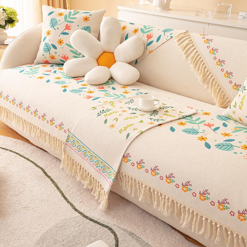 Cotton And Linen Sofa Cushion Four-Season Universal Non-Slip Seat Cushion Light Luxury Simple Sofa Cover Cloth Backrest Sofa Cover