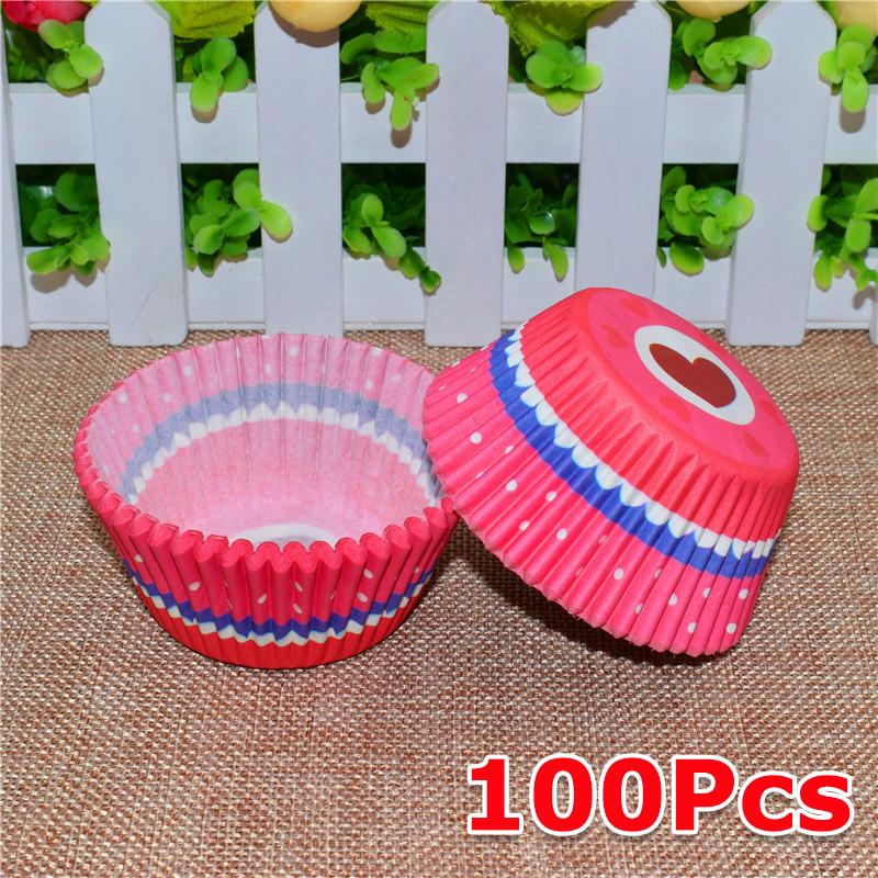 100PCS/Pack Disposable Cupcakes Cake Dessert Greaseproof Paper Dessert Making Paper Cups Festival Hygienic Party
