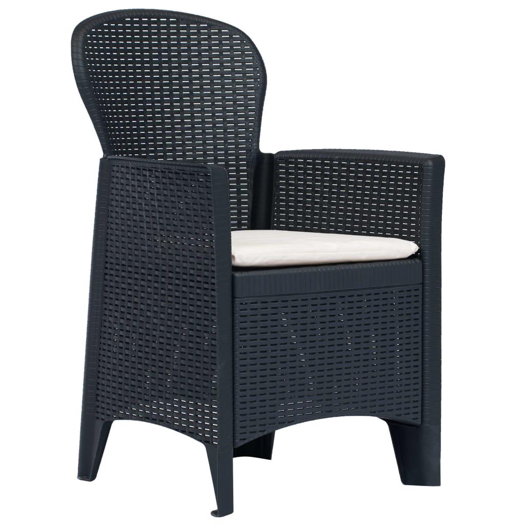 3 Piece Bistro Set Grey Plastic Wicker Style