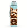 1PZ Cucciolo Yorkshire Terrier Ritratto 750ml Plastica Colorata Borraccia Sportiva Tappo Flip con Cannuccia Anti-perdita Adatta per Sport Ufficio Uso Domestico