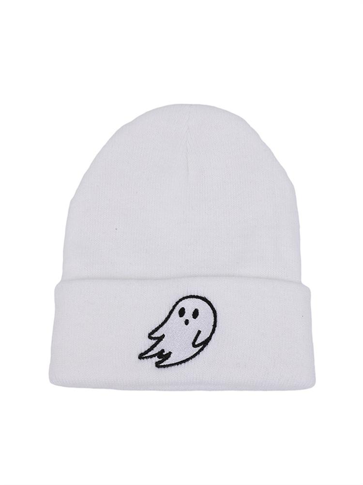 1pc Halloween Cute Ghost Embroidered Knitted Hat Autumn And Winter Men's And Women's Festival Party Cold-proof Hat